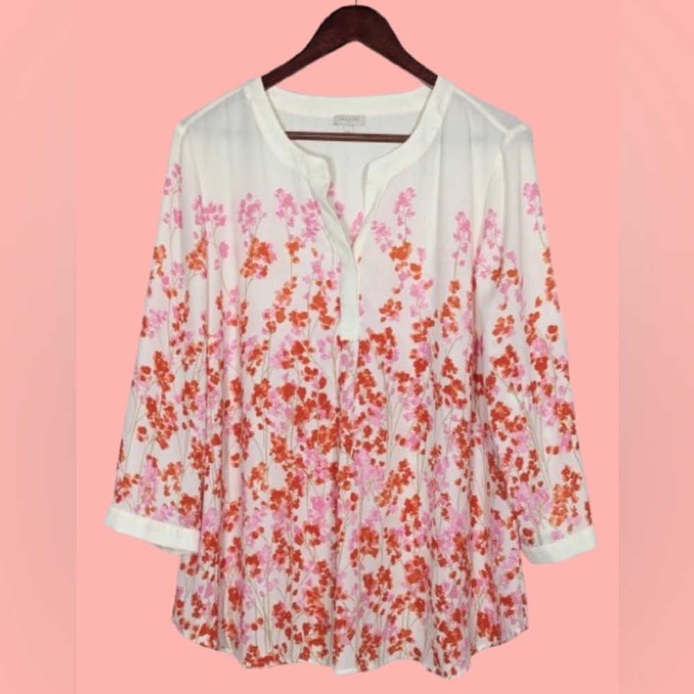 Floral Meadow Print Women's Top 1X Plus Petite